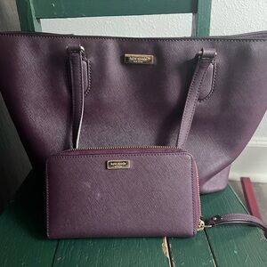 Kate Spade Deep Purple Tote and Wallet
